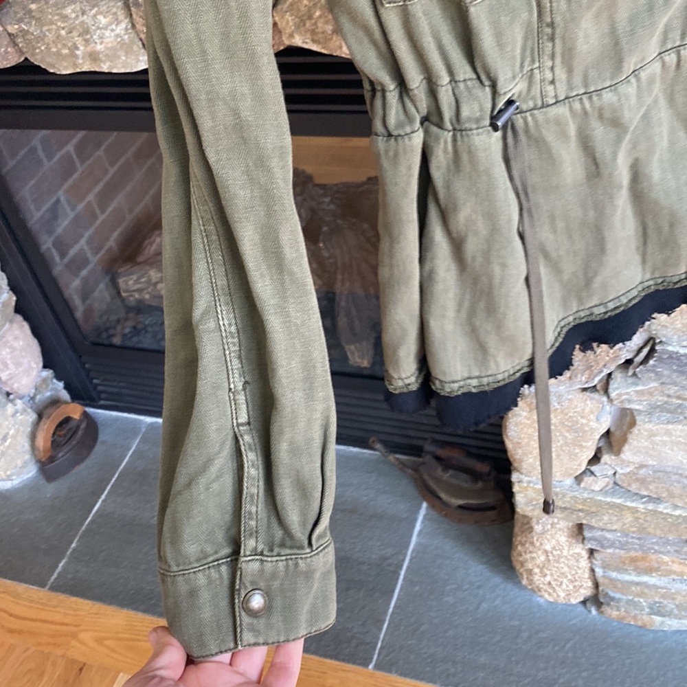 Free People Army Green Utility Hooded Jacket - Picture 6 of 7